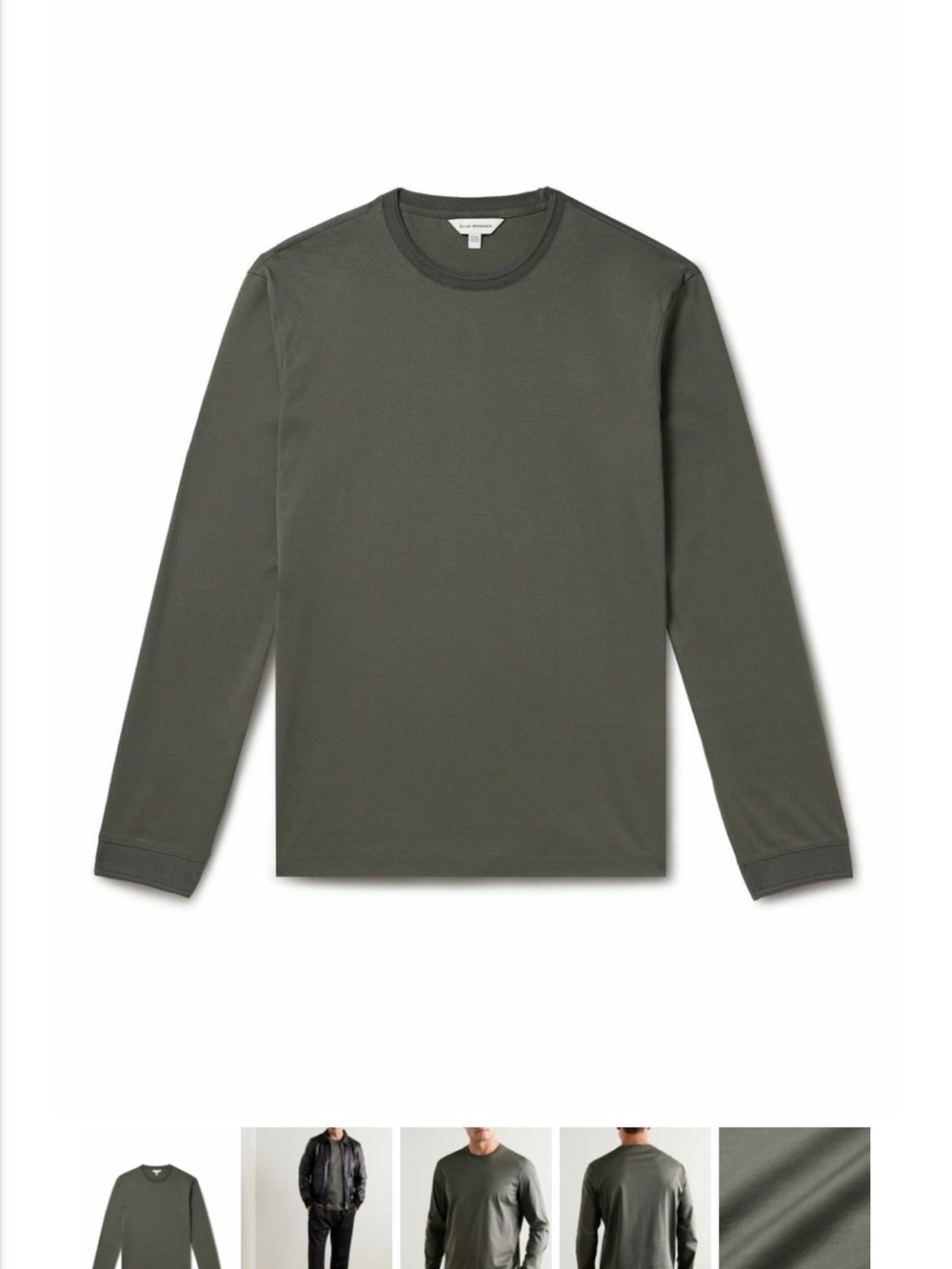 Club Monaco Long-Sleeve Crewneck Shirt - Olive Green